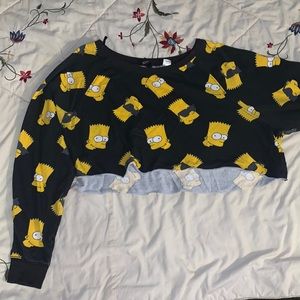 H&M The Simpson’s Graphic Long Sleeve Crop Top Large Size